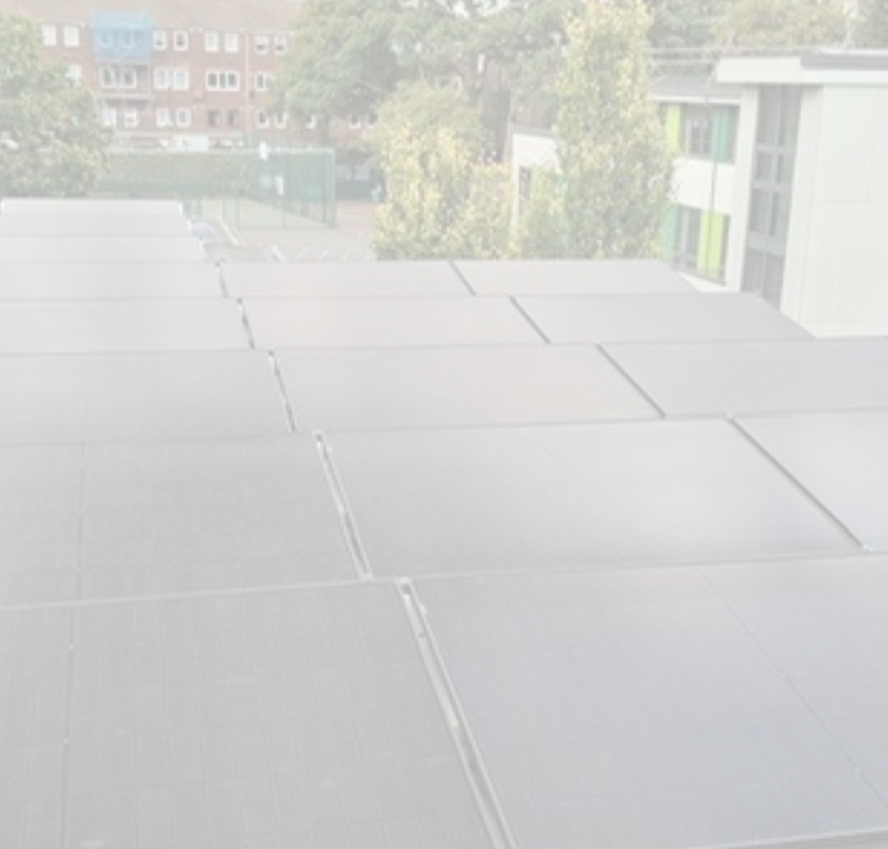 Solar panel installation on a flat roof at Newington Green Primary School